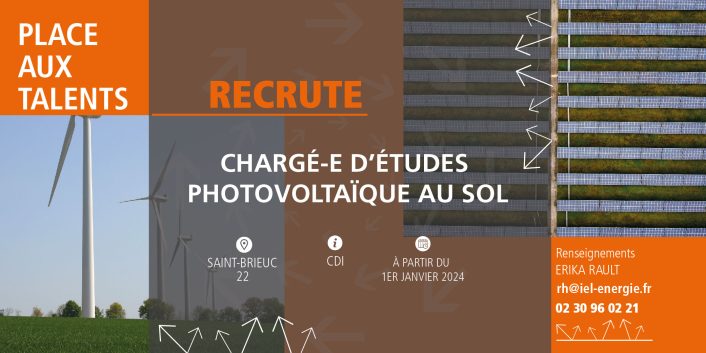 Nouvelle offre d'emploi pour IEL Developpement Charge d'études photovoltaique au sol